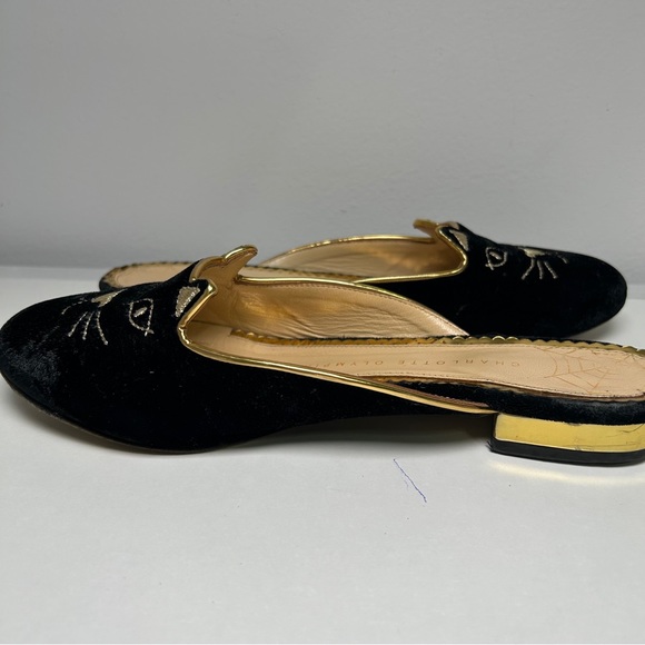 Charlotte Olympia size 36.5 Velvet kitty 🐈⬛ flat/slippers - Picture 7 of 13